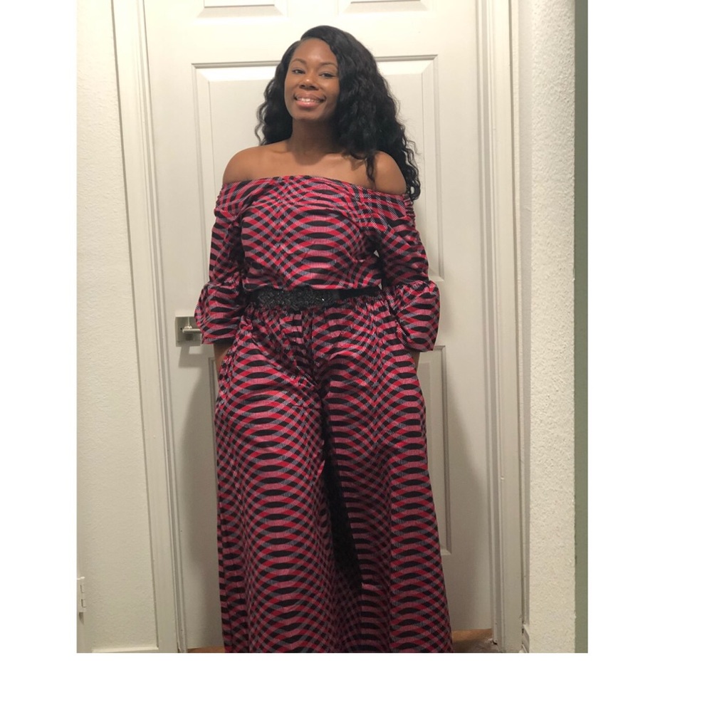Red Off the Shoulder Jumpsuit